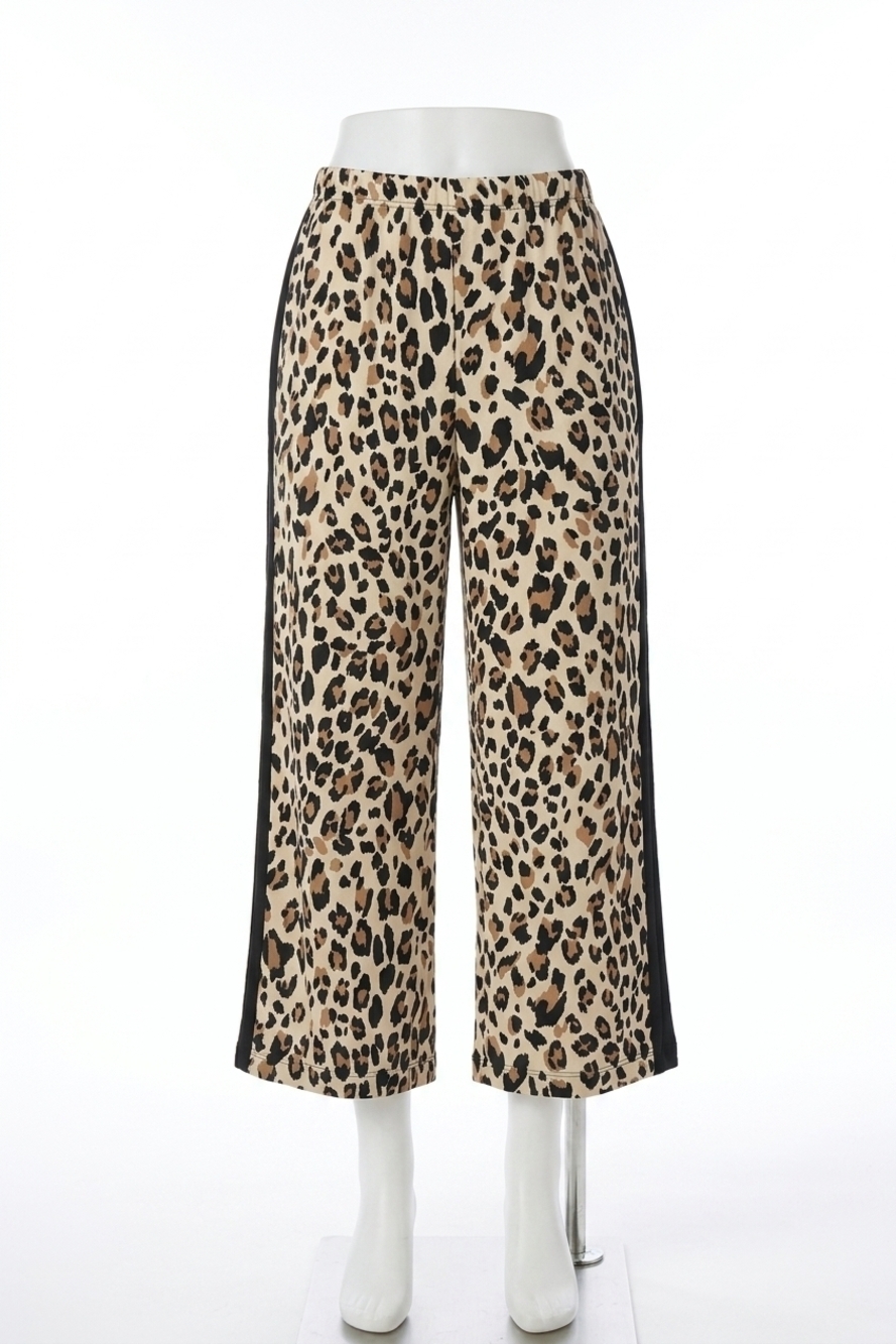 NEW JOSEPH RIBKOFF animal print pull on culotte pants in beige/black